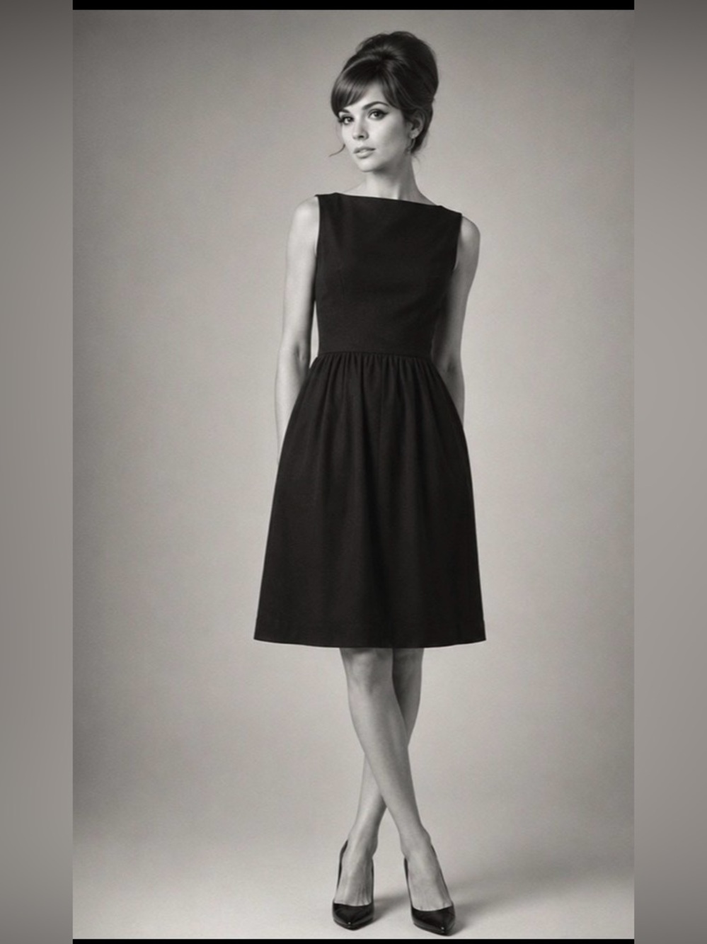 Gay Gibson | 100% Cotton Rare 1960’s Black Sleeveless Bateau Neck Dress